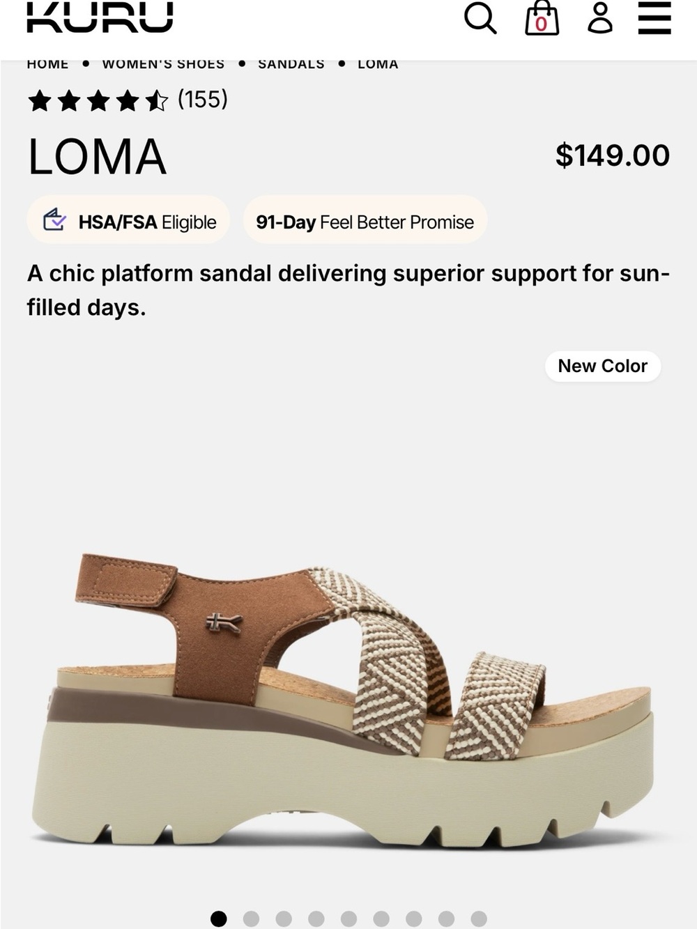 KURU Loma Platform Sandal in Brown and Cream 7